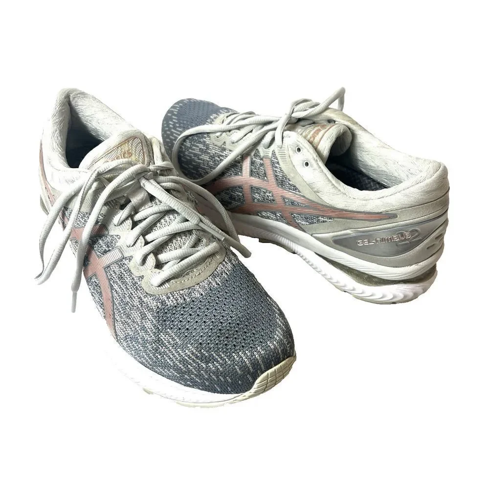 Asics Women's Gel Nimbus 22 Gray Running Shoes Sneakers Size 10 Low Top Lace Up